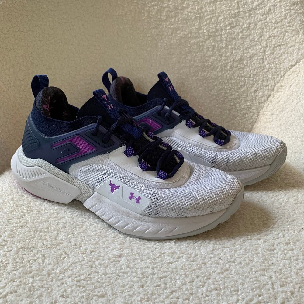Under Armour Project Rock 5 Disrupt Sneakers Hovr Purple White Women's Size 9.5